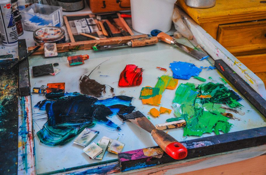 Tiefdruckfarben auf der Glaspalette
