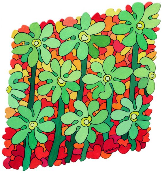 Nr. 112 • Herzblume rot • Öl a. Lwd. • 2002 • 58 x 58 cm