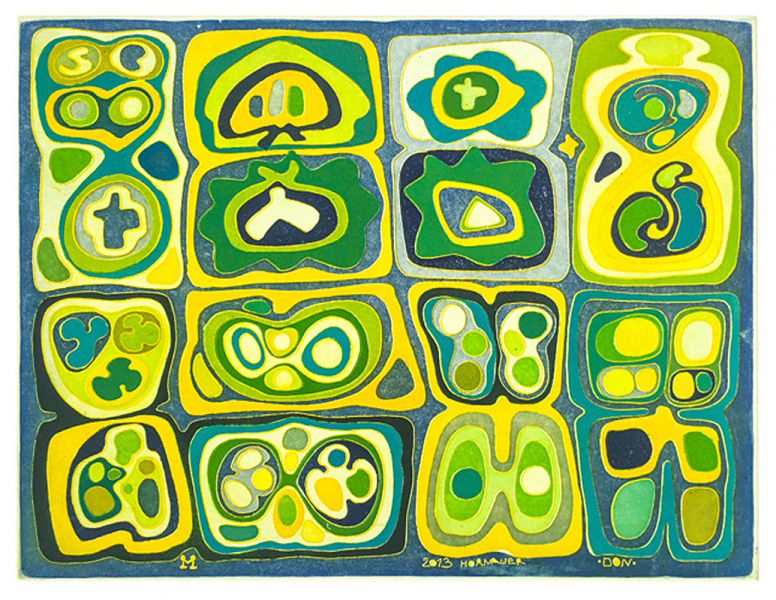 Was sich fügt (grün) • Aquatinta auf Bütten • 2013 • 39,5 x 29,4 cm