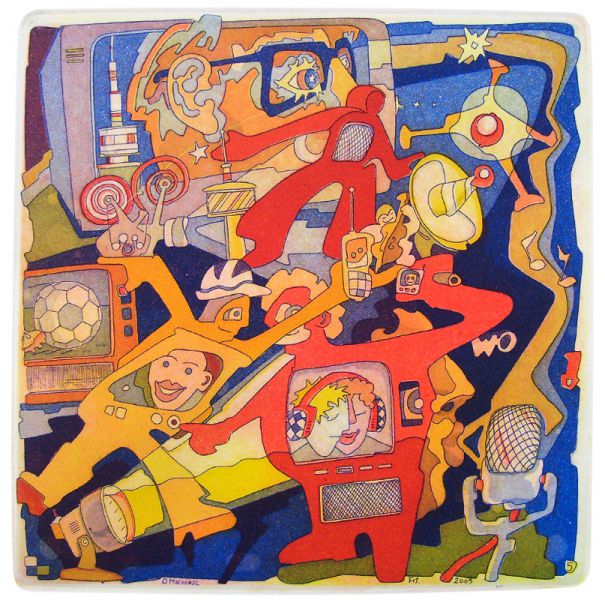 Zusammen lauschen • Aquatinta auf Bütten • 2005 • 20 x 20 cm
