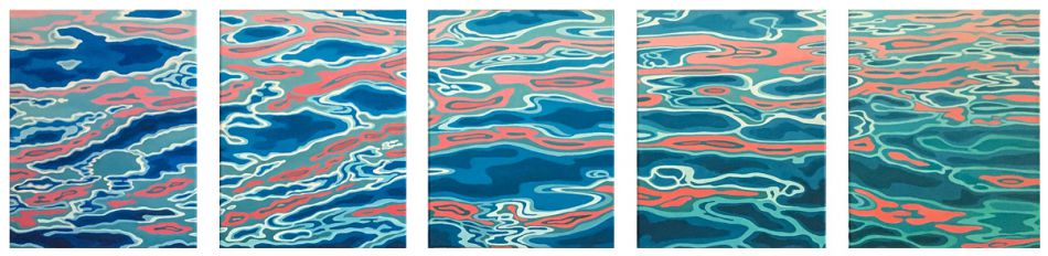 Nr. 602 • Wellenspiegel Kokkino Amos • Öl a. Lwd. • 2016 • 220 x 50 cm